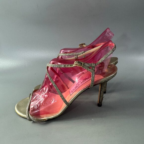 Jimmy Choo London Glitter Glitter Accents Slingback Sandals, Size 38.5 - Picture 4 of 11